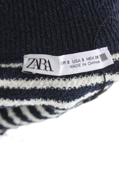 Zara Womens Striped Nautical Mini Skirt Blue Polyester Pull On Size S
