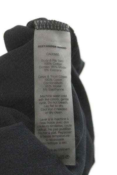 T Alexander Wang Women Basic Black Cotton Crew Neck T-Shirt Short Sleeve Size S
