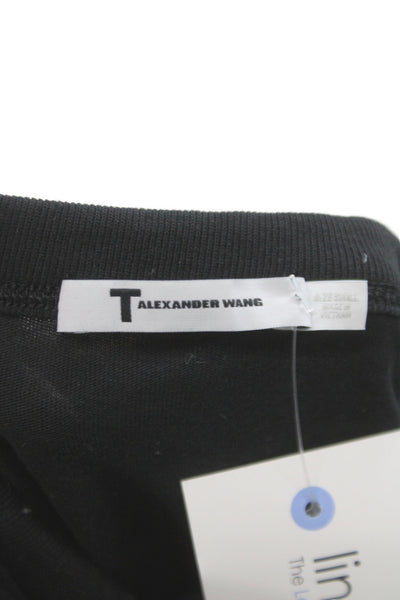 T Alexander Wang Women Basic Black Cotton Crew Neck T-Shirt Short Sleeve Size S