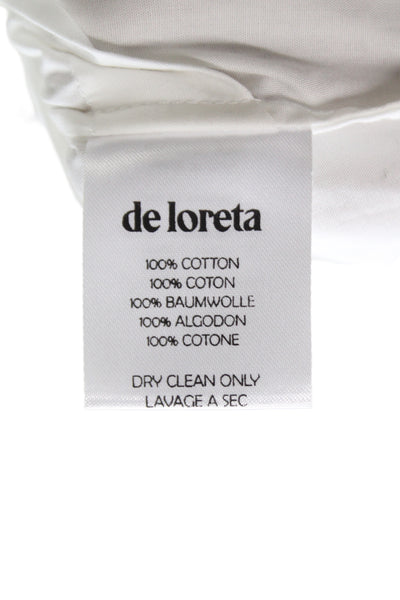 Deloreta Women Cropped White Cotton Floral Long Sleeve Button Up Top Size S