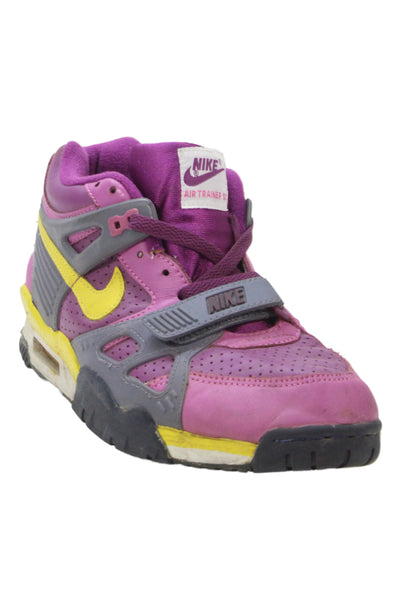 Nike Mens Air Trainers III B Mid Top Sneakers Shoes Purple Yellow Size 9
