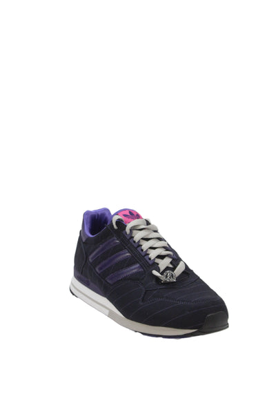 Adidas Womens ZX 500 M Striped Low Top Sneakers Shoes Black Purple Size 8.5