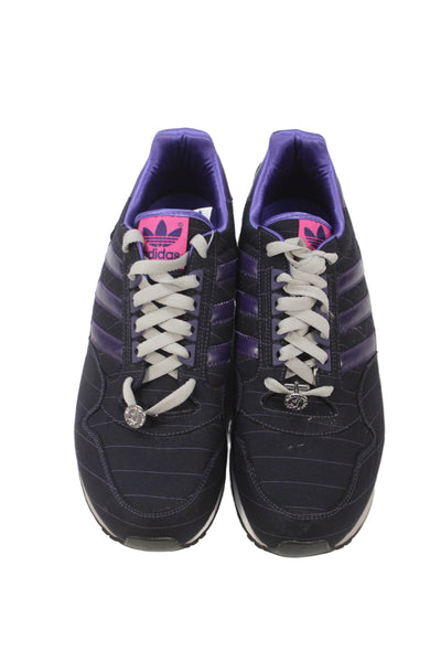 Adidas Womens ZX 500 M Striped Low Top Sneakers Shoes Black Purple Size 8.5
