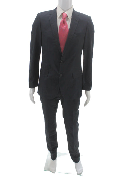 Hugo Hugo Boss Mens 2 Piece Blue Cotton Suit Size 36