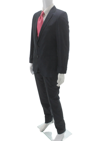 Hugo Hugo Boss Mens 2 Piece Blue Cotton Suit Size 36