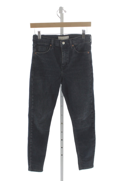 Topshop Womens Black Skinny Jeans Cotton Blend High Rise Size 28