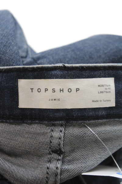 Topshop Womens Black Skinny Jeans Cotton Blend High Rise Size 28