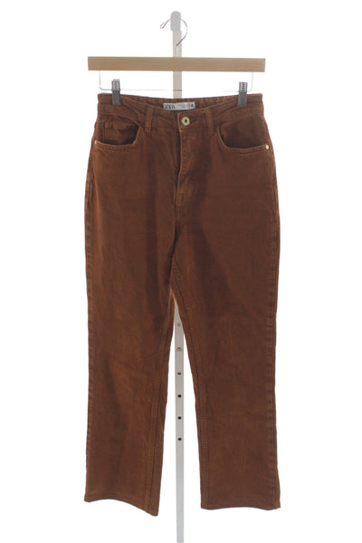 Zara Women Straight Brown High Rise Cotton Jeans Size 4