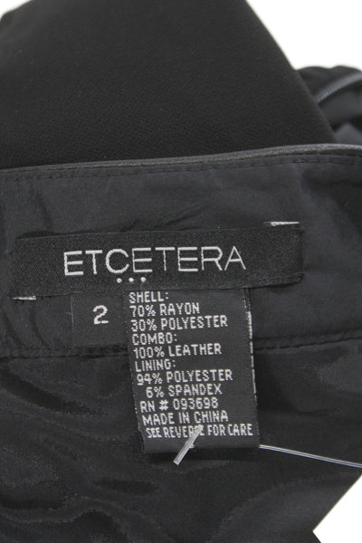 Etcetera Women Black Straight Pencil Skirt Rayon Zip Size 2