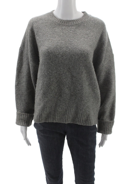 Zara Womens Gray Acrylic Pullover Sweater Crew Neck Long Sleeve Size S