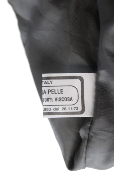 Vera Pelle Women Leather Biker Jacket Green Zip Long Sleeve Size 48