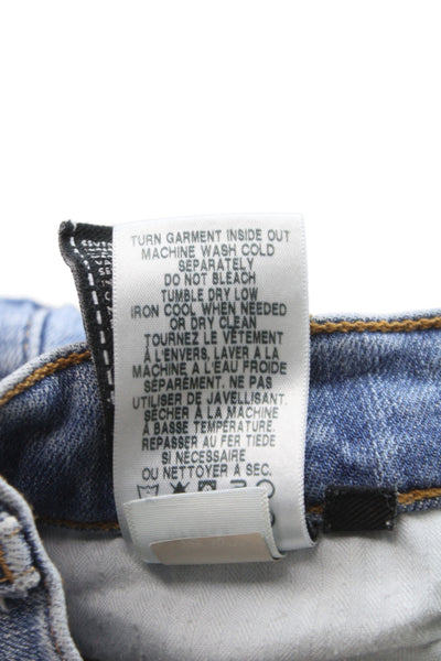 7 For All Mankind Women Cropped Blue Mid-Rise Cotton Blend Jeans Size 25