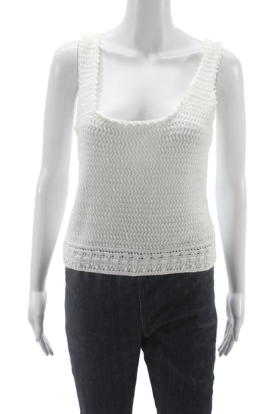 Vince Women Bohemian Basic Cotton Scoop Neck Sleeveless Tank White Size M
