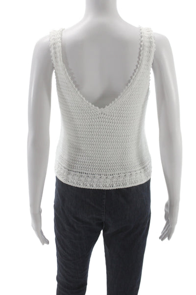 Vince Women Bohemian Basic Cotton Scoop Neck Sleeveless Tank White Size M