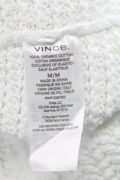 Vince Women Bohemian Basic Cotton Scoop Neck Sleeveless Tank White Size M