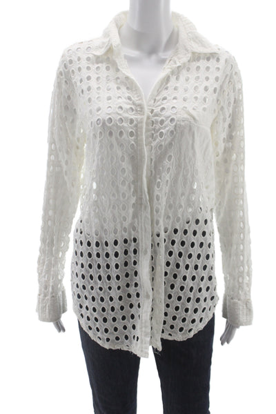 Solid & Striped Womens Basic Button-Up Long Sleeve Collared White Cotton Size S