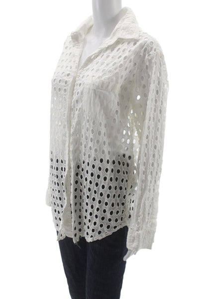 Solid & Striped Womens Basic Button-Up Long Sleeve Collared White Cotton Size S