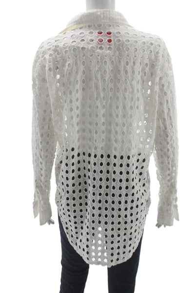 Solid & Striped Womens Basic Button-Up Long Sleeve Collared White Cotton Size S