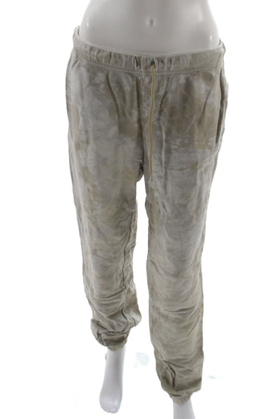 Cotton Citizen Women Beige Tie Dye Cotton Jogger Pants Drawstring Size L