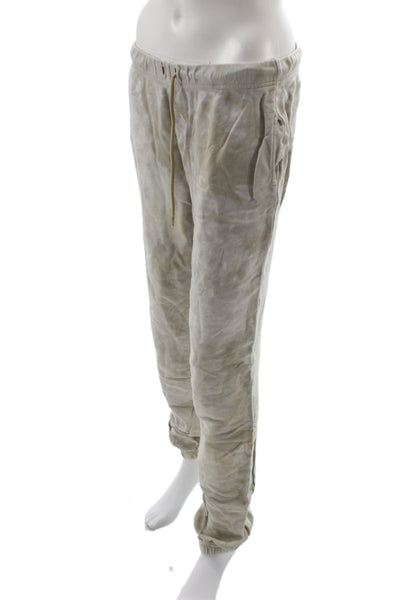 Cotton Citizen Women Beige Tie Dye Cotton Jogger Pants Drawstring Size L