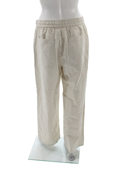 MNG Womens Jogger Pants Beige Cotton Drawstring Inseam 30 Size M