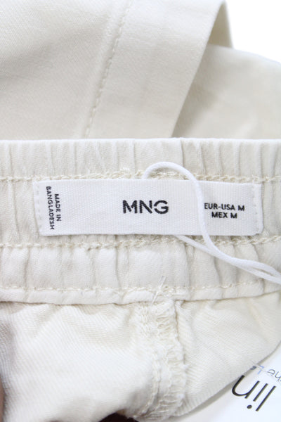 MNG Womens Jogger Pants Beige Cotton Drawstring Inseam 30 Size M
