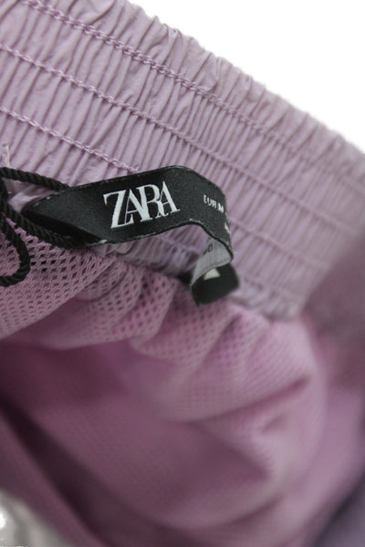 Zara Women Athletic Purple Nylon Shorts Size M