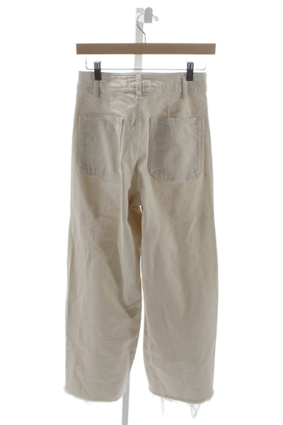 Zara Womens High Rise Wide Leg Jeans Ivory Cotton Blend Size 4