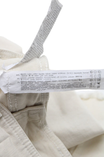 Zara Womens High Rise Wide Leg Jeans Ivory Cotton Blend Size 4