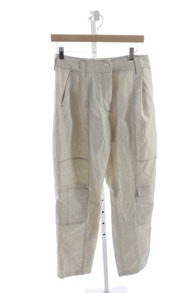 Munthe Women Cargo Pants Beige Polyester Zip Inseam 27 Size 36