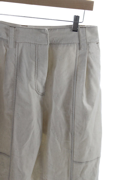 Munthe Women Cargo Pants Beige Polyester Zip Inseam 27 Size 36