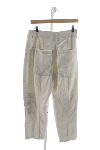 Munthe Women Cargo Pants Beige Polyester Zip Inseam 27 Size 36