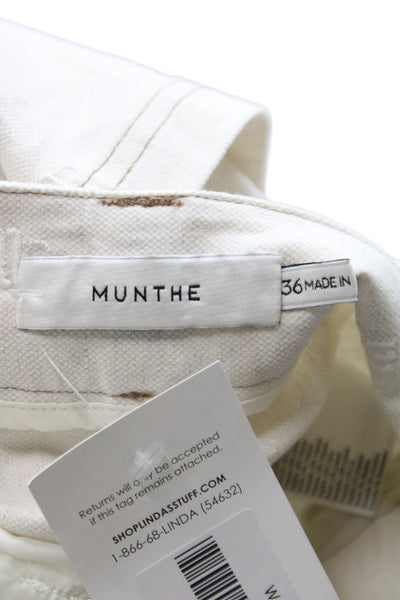 Munthe Women Cargo Pants Beige Polyester Zip Inseam 27 Size 36