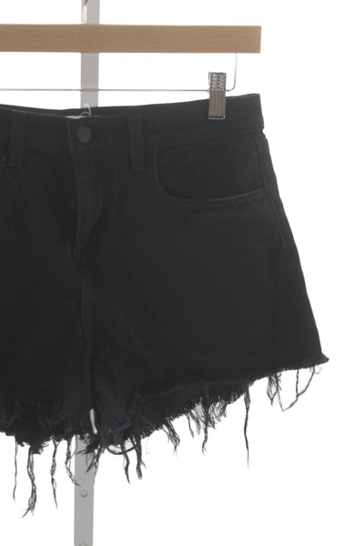 L'Agence Womens Cut-Off Cotton Shorts Black Zip Solid Festival Size 26