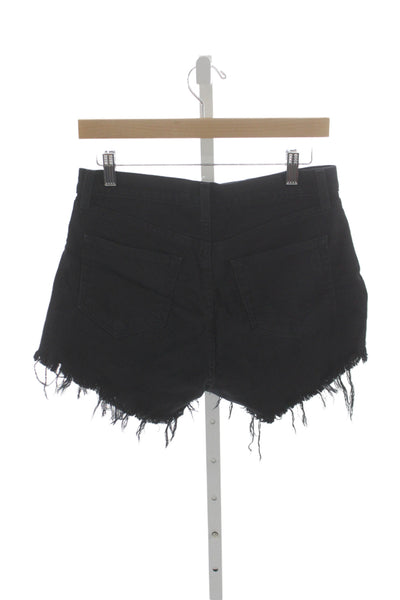 L'Agence Womens Cut-Off Cotton Shorts Black Zip Solid Festival Size 26