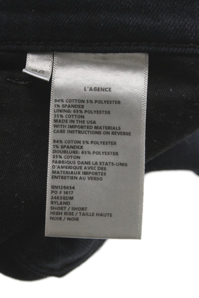 L'Agence Womens Cut-Off Cotton Shorts Black Zip Solid Festival Size 26