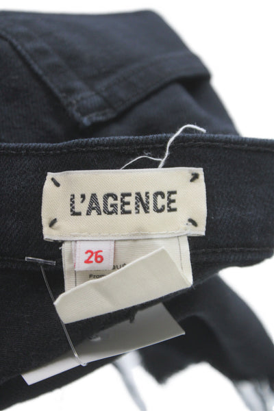 L'Agence Womens Cut-Off Cotton Shorts Black Zip Solid Festival Size 26