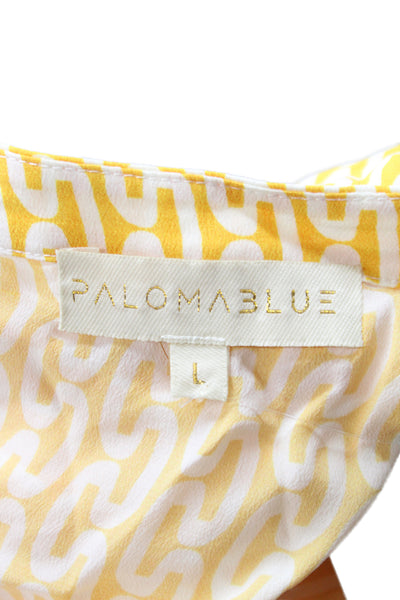 Paloma Blue Women Strapless Silk Wrap Dress Yellow Knee Length Size L