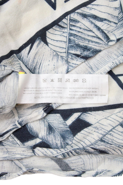 Agua Bendita Womens Floral Print Rectangular Scarf Blue Size 60X40"