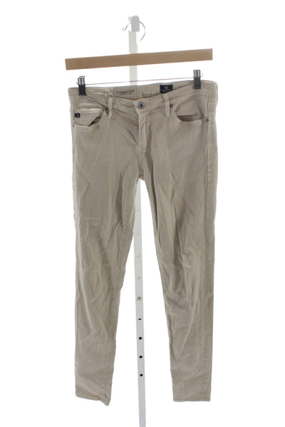 AG Adriano Goldschmied Womens Ankle Jeans Beige Mid Rise Button Size 28