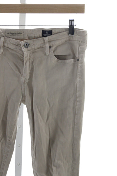 AG Adriano Goldschmied Womens Ankle Jeans Beige Mid Rise Button Size 28