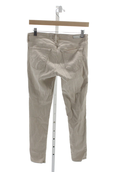 AG Adriano Goldschmied Womens Ankle Jeans Beige Mid Rise Button Size 28