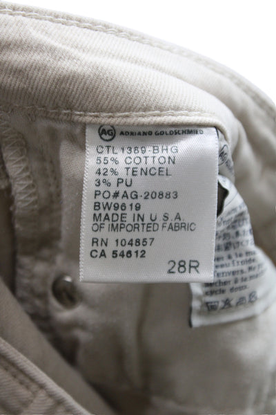 AG Adriano Goldschmied Womens Ankle Jeans Beige Mid Rise Button Size 28