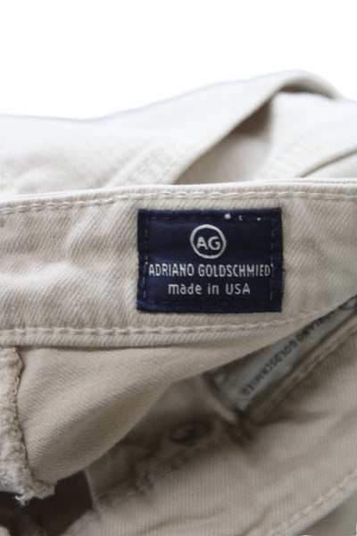 AG Adriano Goldschmied Womens Ankle Jeans Beige Mid Rise Button Size 28