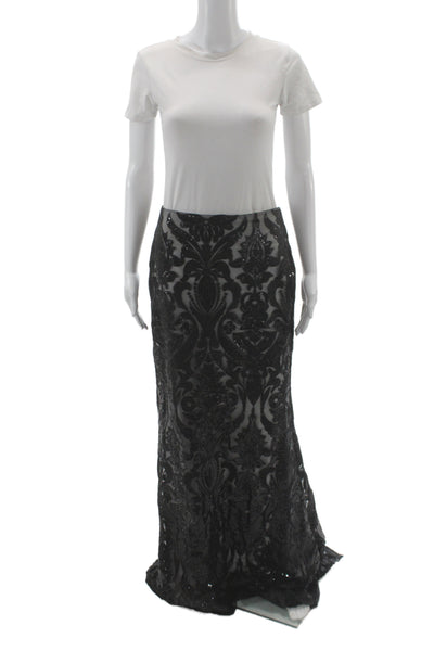 Zoey Grey Womens Maxi Floral Black Polyester Skirt Size 10