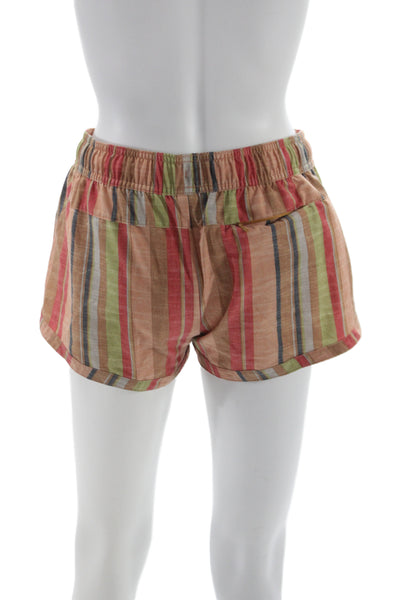 prAna Women Casual Striped Multicolor Cotton Blend Drawstring Shorts Size XS