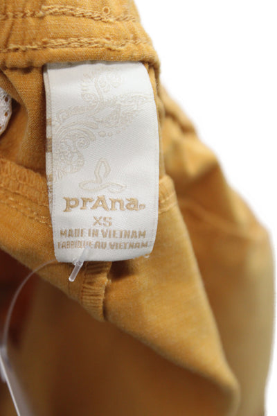 prAna Womens Athletic Shorts Yellow Recycled Polyester Size XS