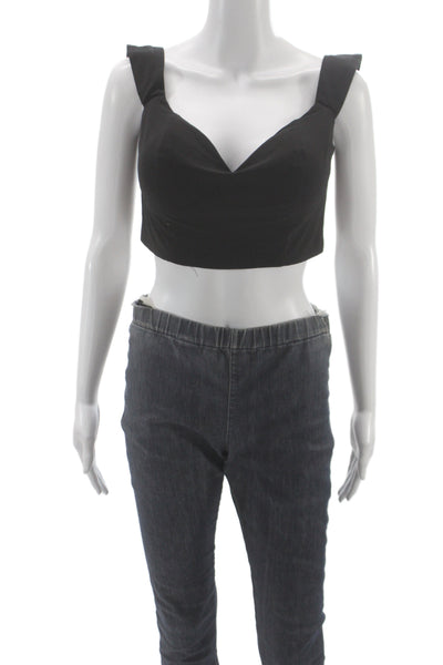 Zoey Grey Womens Cropped Tank Black Sweetheart Neckline Sleeveless Size 10