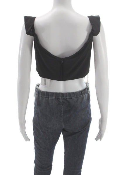 Zoey Grey Womens Cropped Tank Black Sweetheart Neckline Sleeveless Size 10