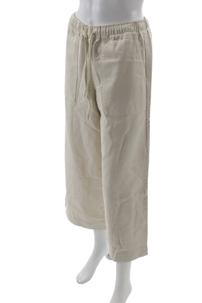 Z Supply Womens Cropped Beige Cotton Drawstring Pants Size S